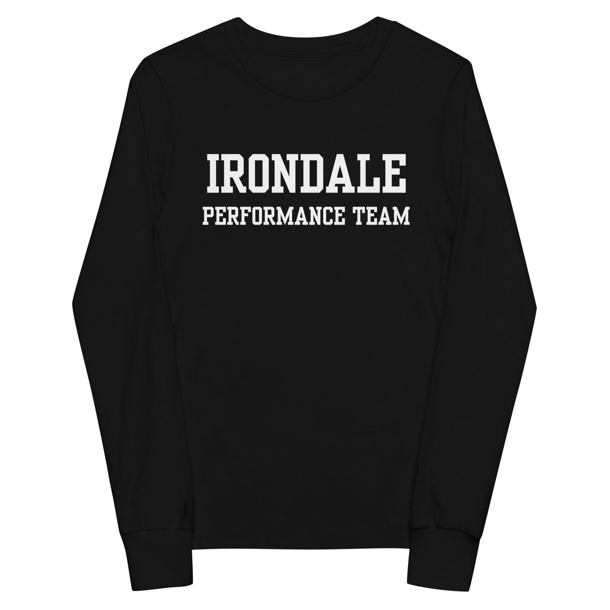 Performance | Youth Long Sleeve T-Shirt | Irondale Dance Team | Script Logo