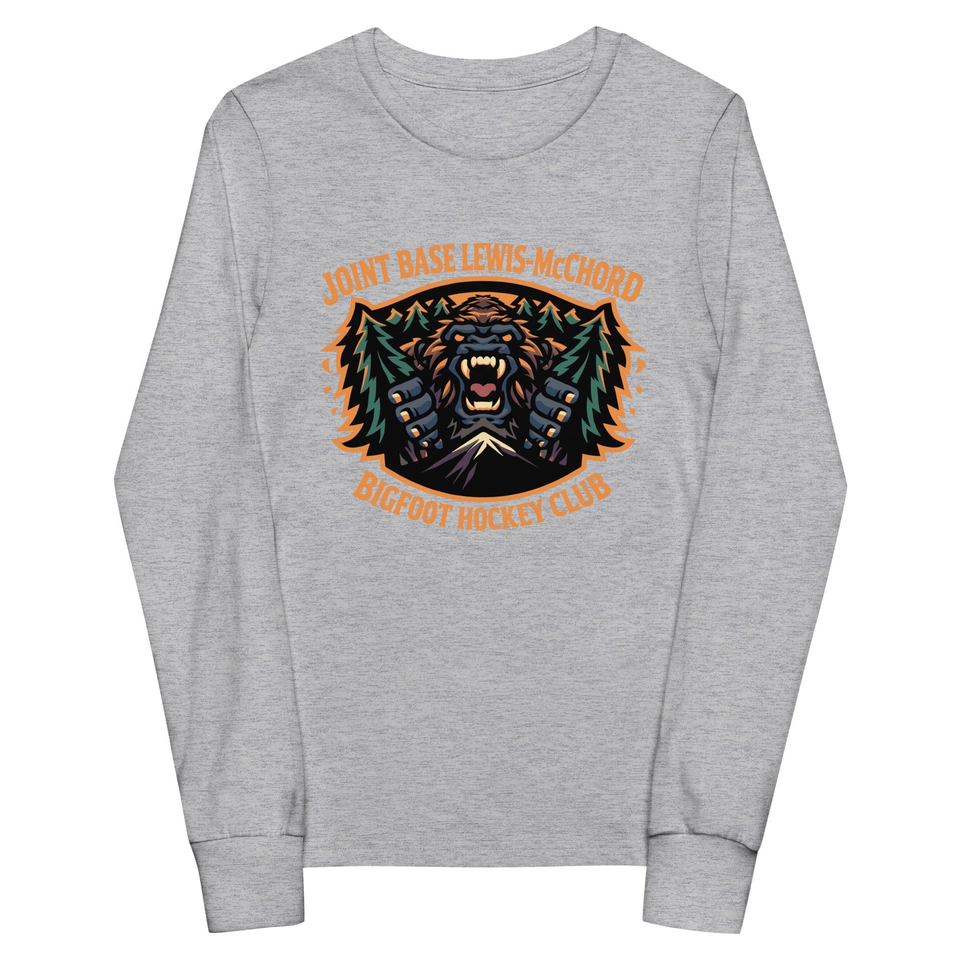 Performance | Youth Long Sleeve T-Shirt | JBLM Bigfoot Hockey Team | Mascot Logo