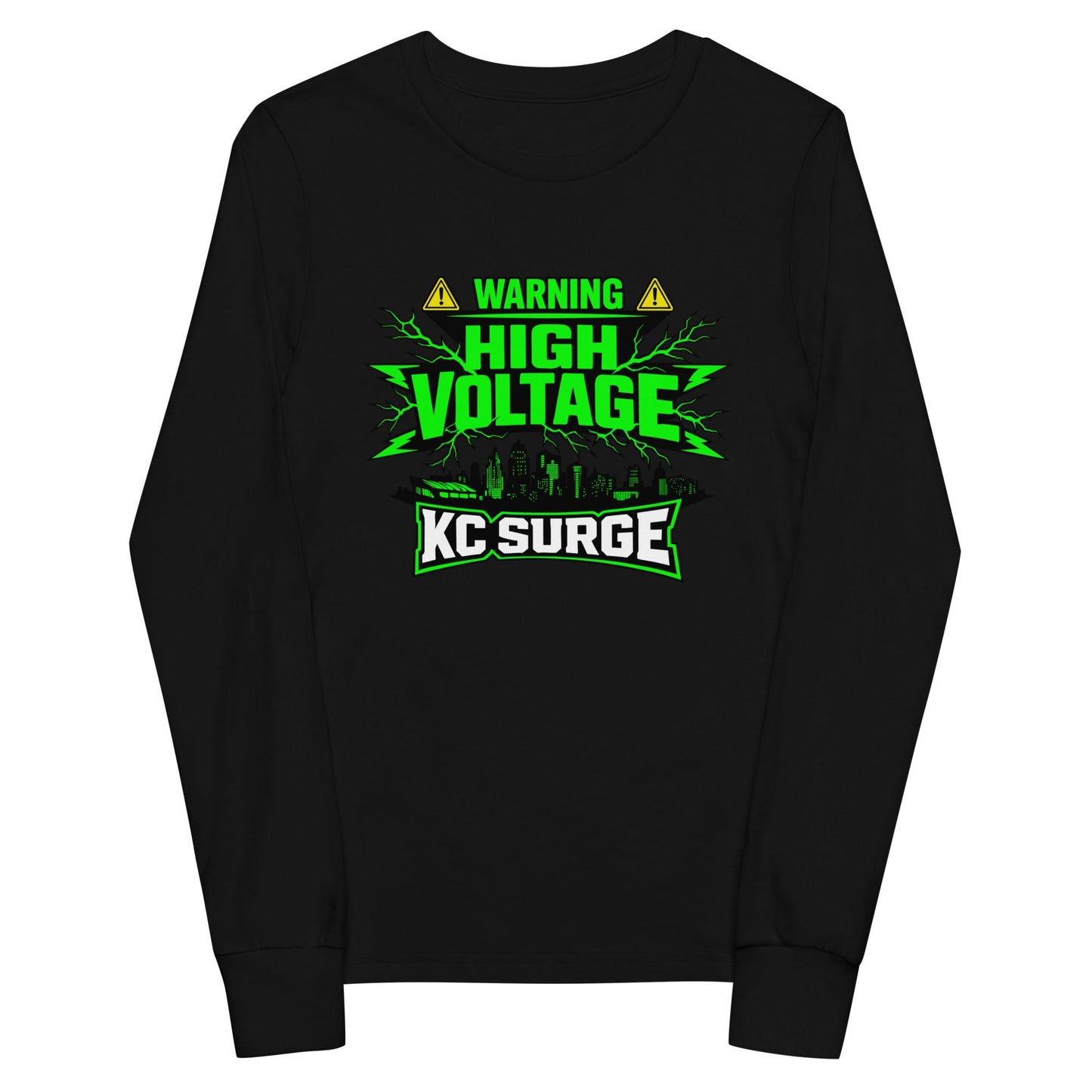 Performance | Youth Long Sleeve T-Shirt | Kansas City Surge | High Voltage Logo