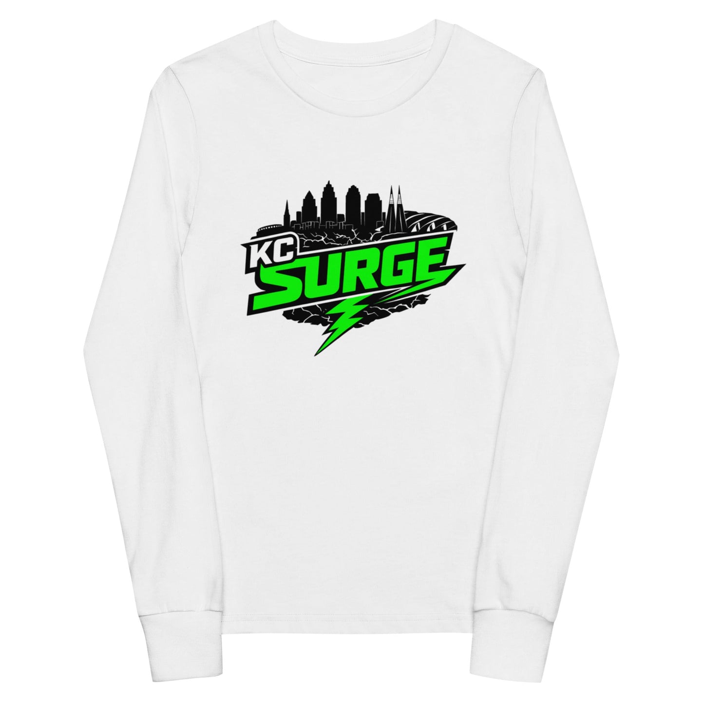 Performance | Youth Long Sleeve T-Shirt | Kansas City Surge | Neon Skyline Logo