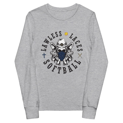 Performance | Youth Long Sleeve T-Shirt | Lawless Laces Softball | Bandana Mascot Logo