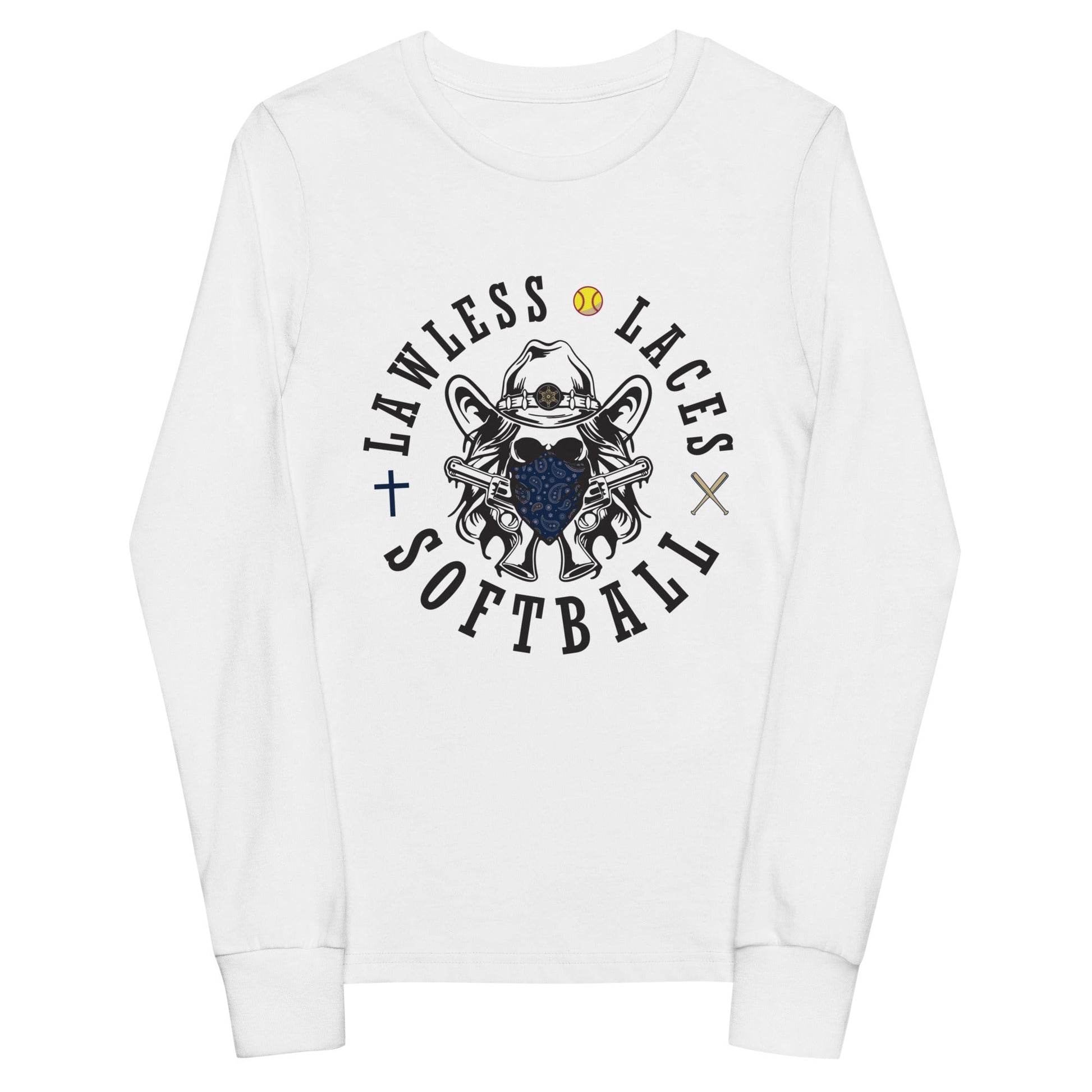 Performance | Youth Long Sleeve T-Shirt | Lawless Laces Softball | Bandana Mascot Logo