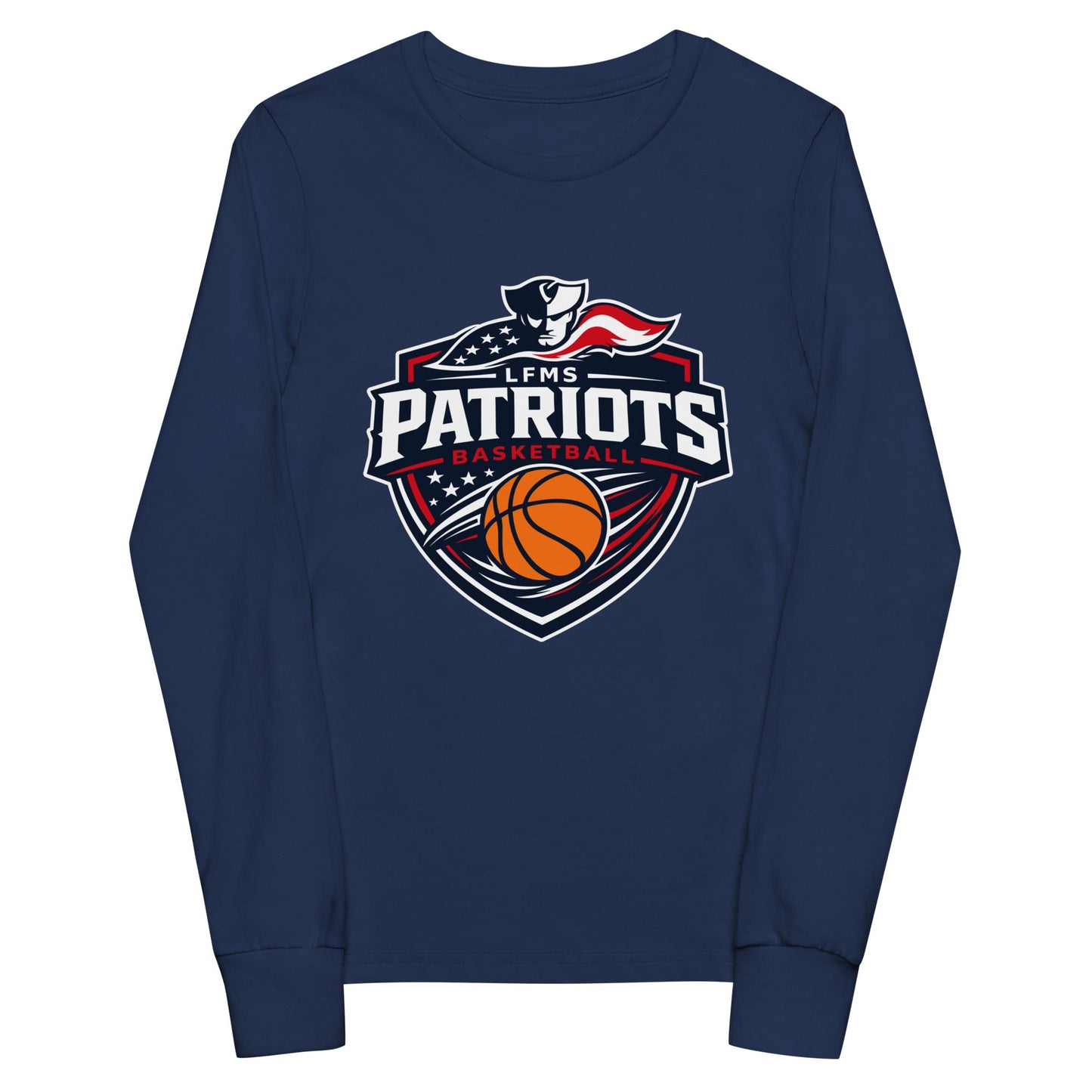 Performance | Youth Long Sleeve T-Shirt | LFMS Athletics | Patriots Basketball Logo