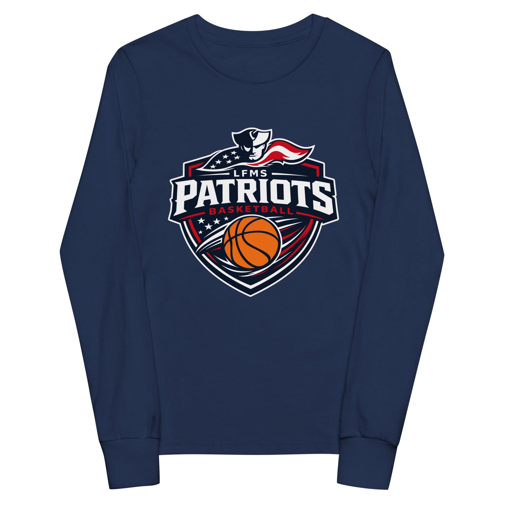 Performance | Youth Long Sleeve T-Shirt | LFMS Athletics | Patriots Basketball Logo