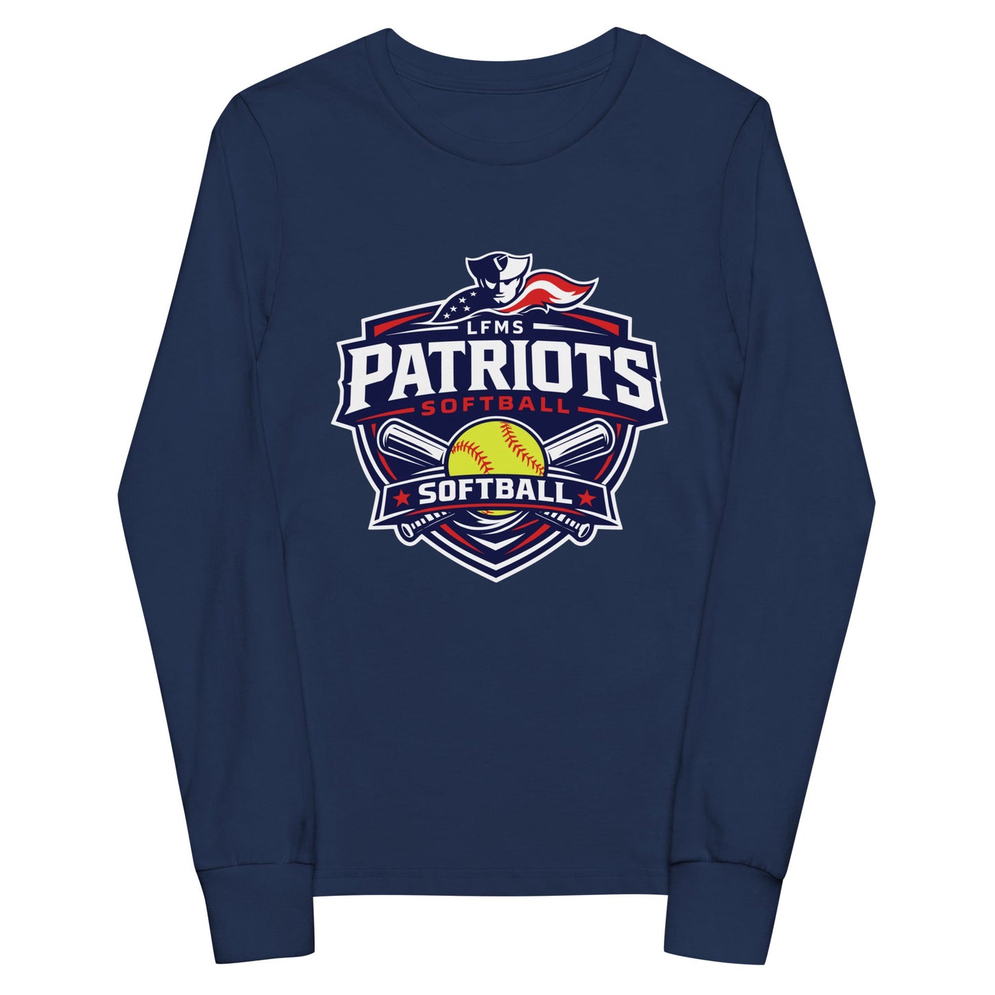 Performance | Youth Long Sleeve T-Shirt | LFMS Athletics | Patriots Softball Logo