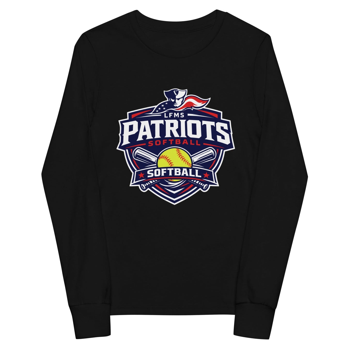 Performance | Youth Long Sleeve T-Shirt | LFMS Athletics | Patriots Softball Logo