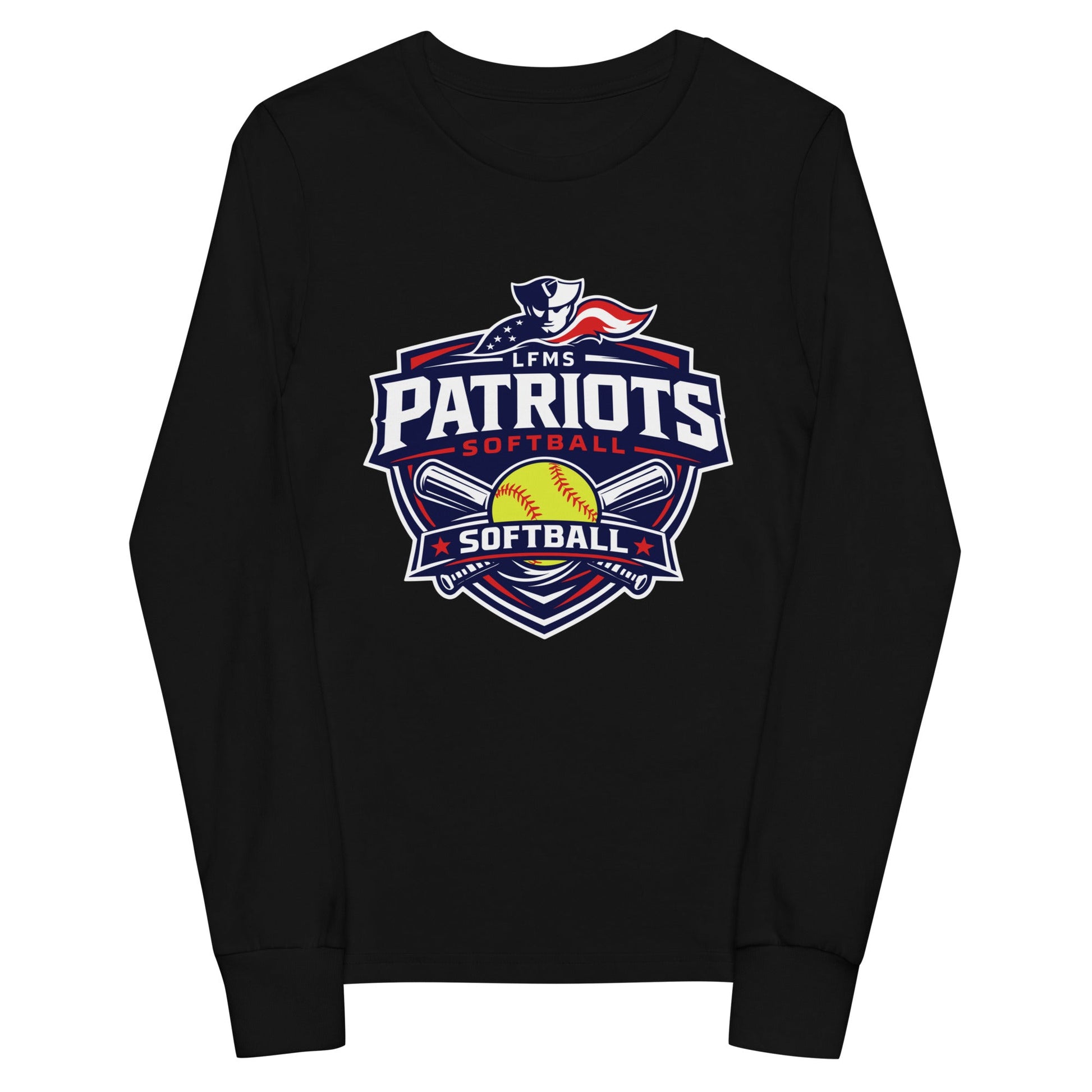 Performance | Youth Long Sleeve T-Shirt | LFMS Athletics | Patriots Softball Logo