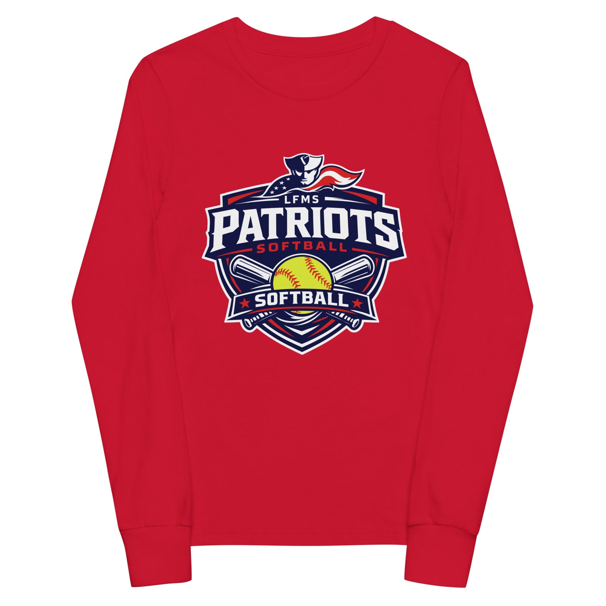 Performance | Youth Long Sleeve T-Shirt | LFMS Athletics | Patriots Softball Logo