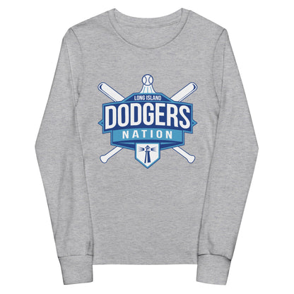 Performance | Youth Long Sleeve T-Shirt | LI Dodgers Nation | Varsity Crest Logo