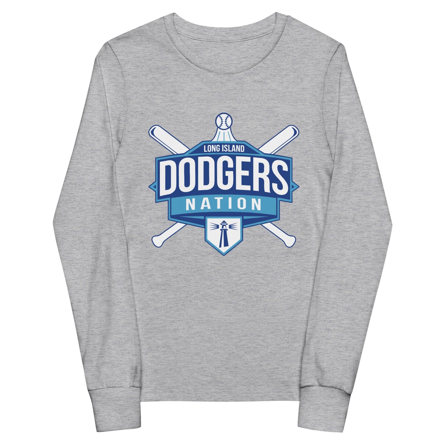 Performance | Youth Long Sleeve T-Shirt | LI Dodgers Nation | Varsity Crest Logo