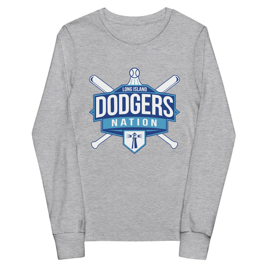 Performance | Youth Long Sleeve T-Shirt | LI Dodgers Nation | Varsity Crest Logo