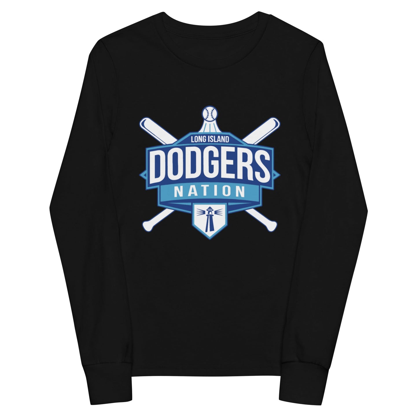 Performance | Youth Long Sleeve T-Shirt | LI Dodgers Nation | Varsity Crest Logo