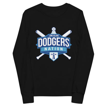 Performance | Youth Long Sleeve T-Shirt | LI Dodgers Nation | Varsity Crest Logo