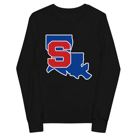 Performance | Youth Long Sleeve T-Shirt | Louisiana Slam Baseball | Crest Logo