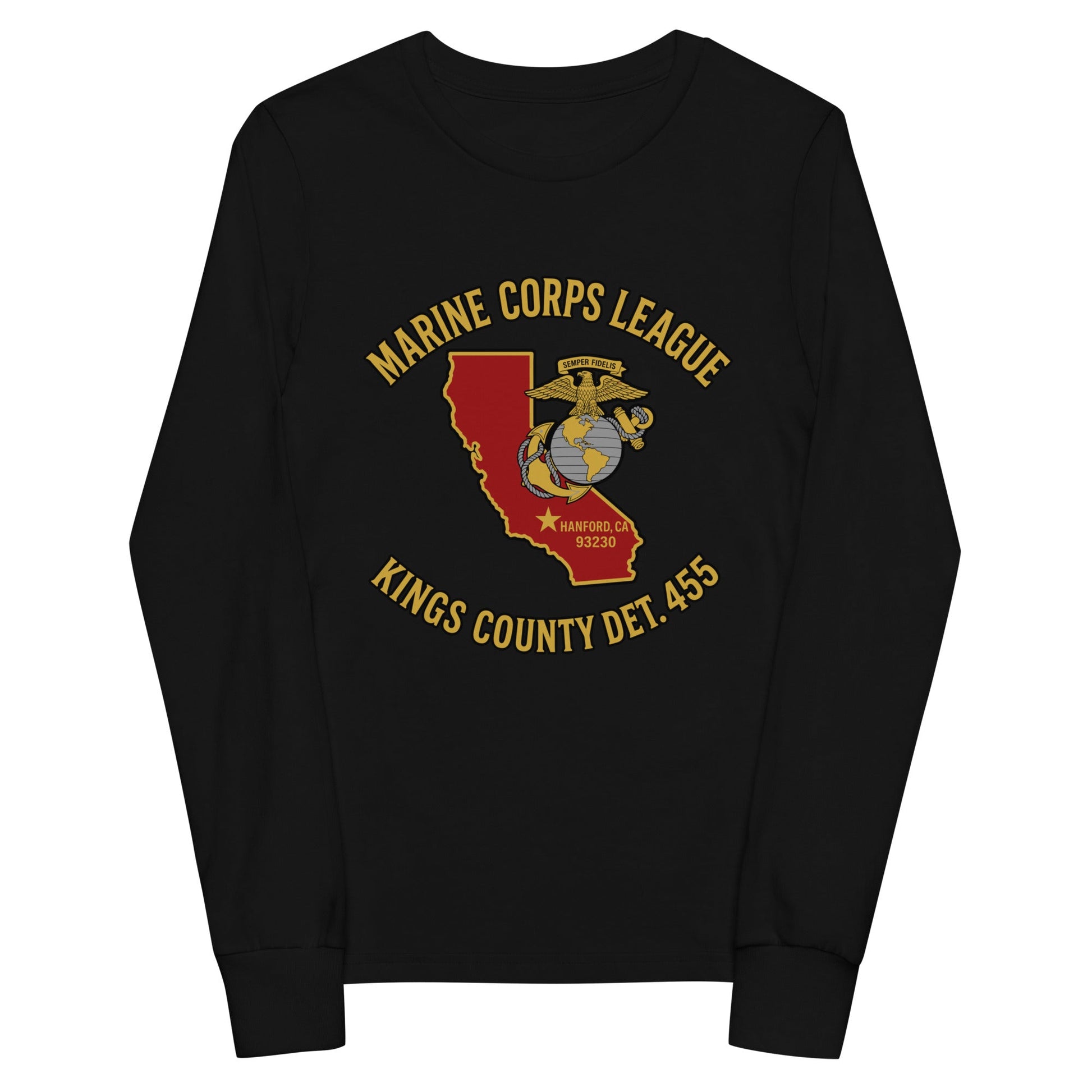 Performance | Youth Long Sleeve T-Shirt | Marine Corps League kings County Det 455 | Crest Logo