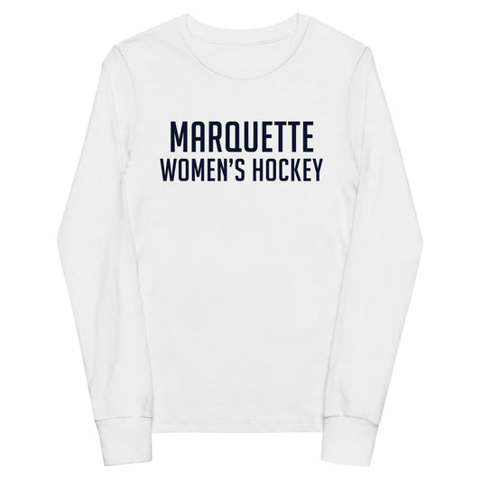 Performance | Youth Long Sleeve T-Shirt | Marquette University Women's Hockey | Collegiate Front Logo