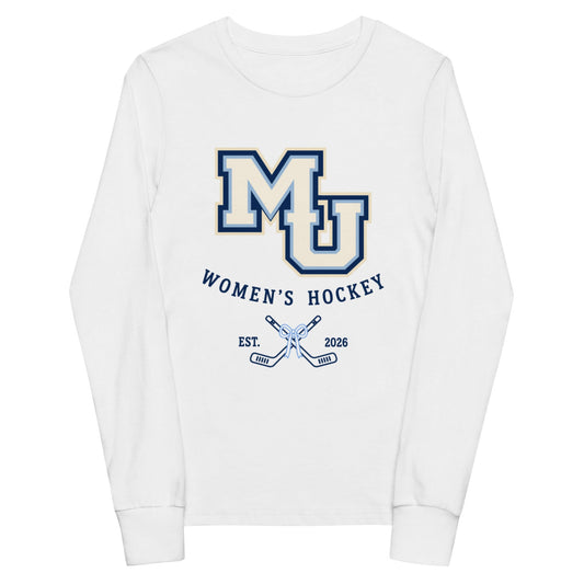 Performance | Youth Long Sleeve T-Shirt | Marquette University Women's Hockey | Crest Logo