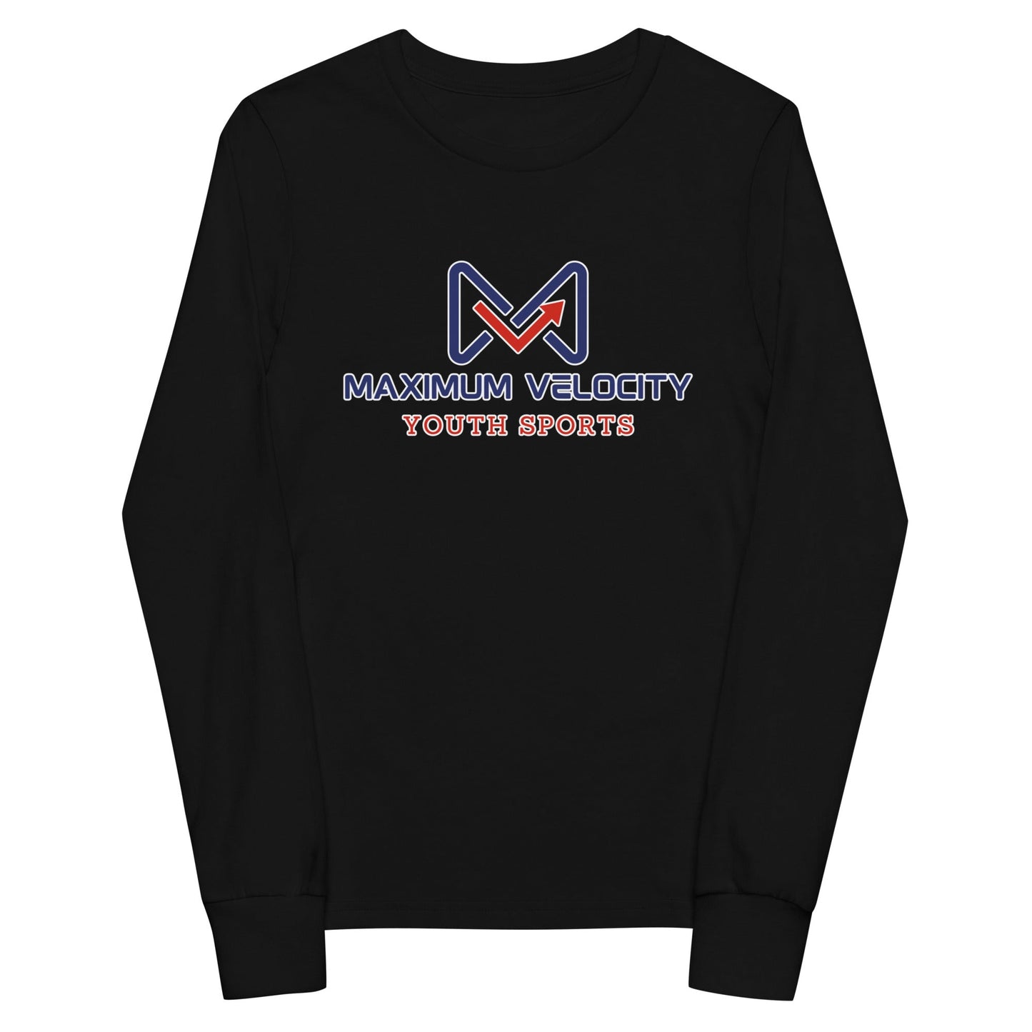 Performance | Youth Long Sleeve T-Shirt | Maximum Velocity Youth Sports | Emblem Logo