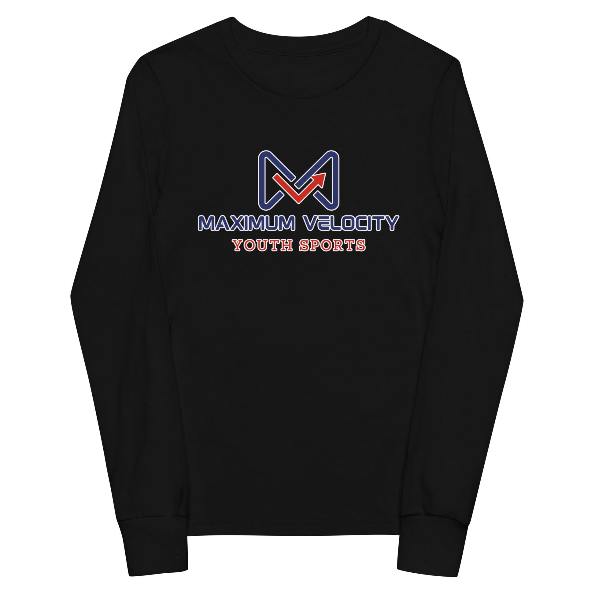 Performance | Youth Long Sleeve T-Shirt | Maximum Velocity Youth Sports | Emblem Logo