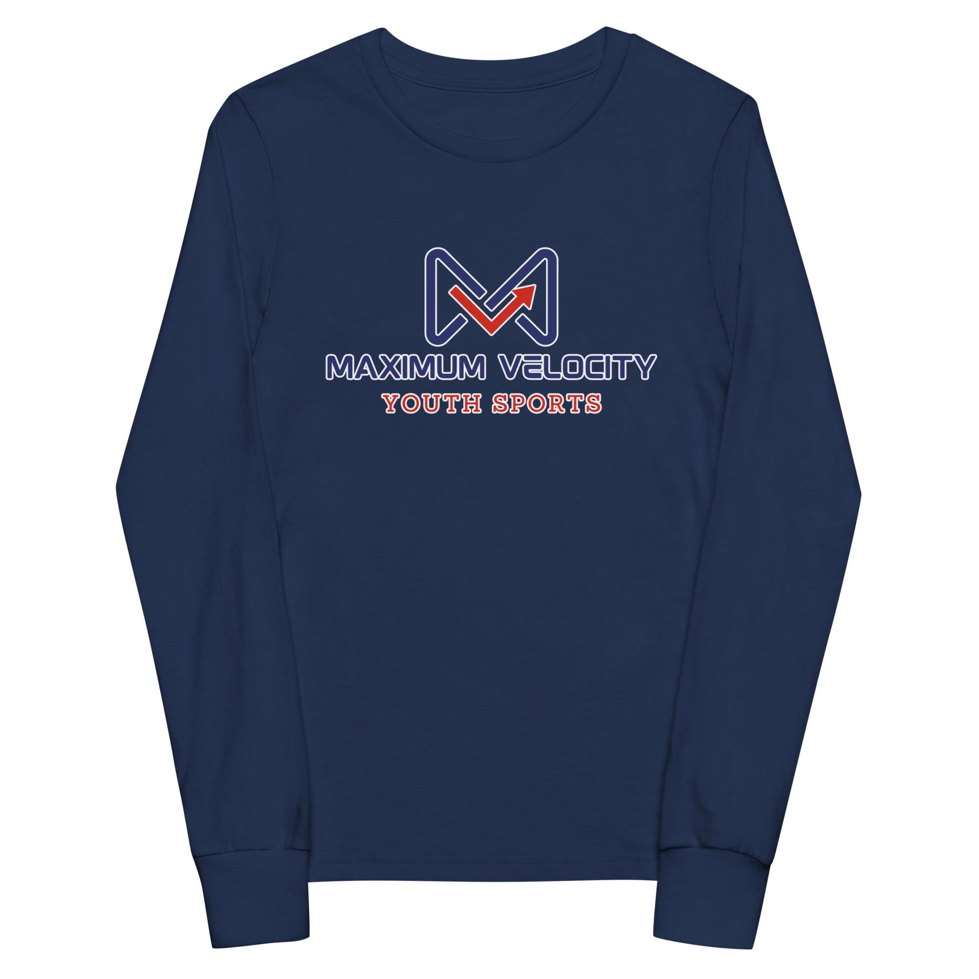 Performance | Youth Long Sleeve T-Shirt | Maximum Velocity Youth Sports | Emblem Logo