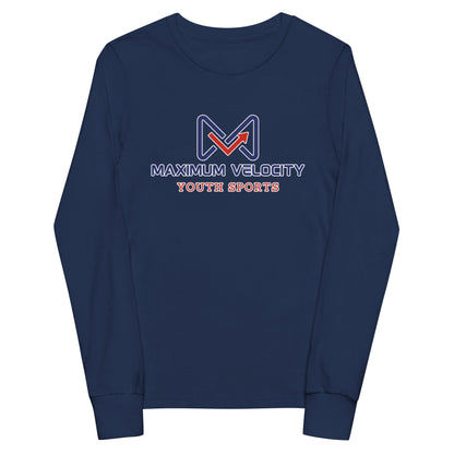 Performance | Youth Long Sleeve T-Shirt | Maximum Velocity Youth Sports | Emblem Logo
