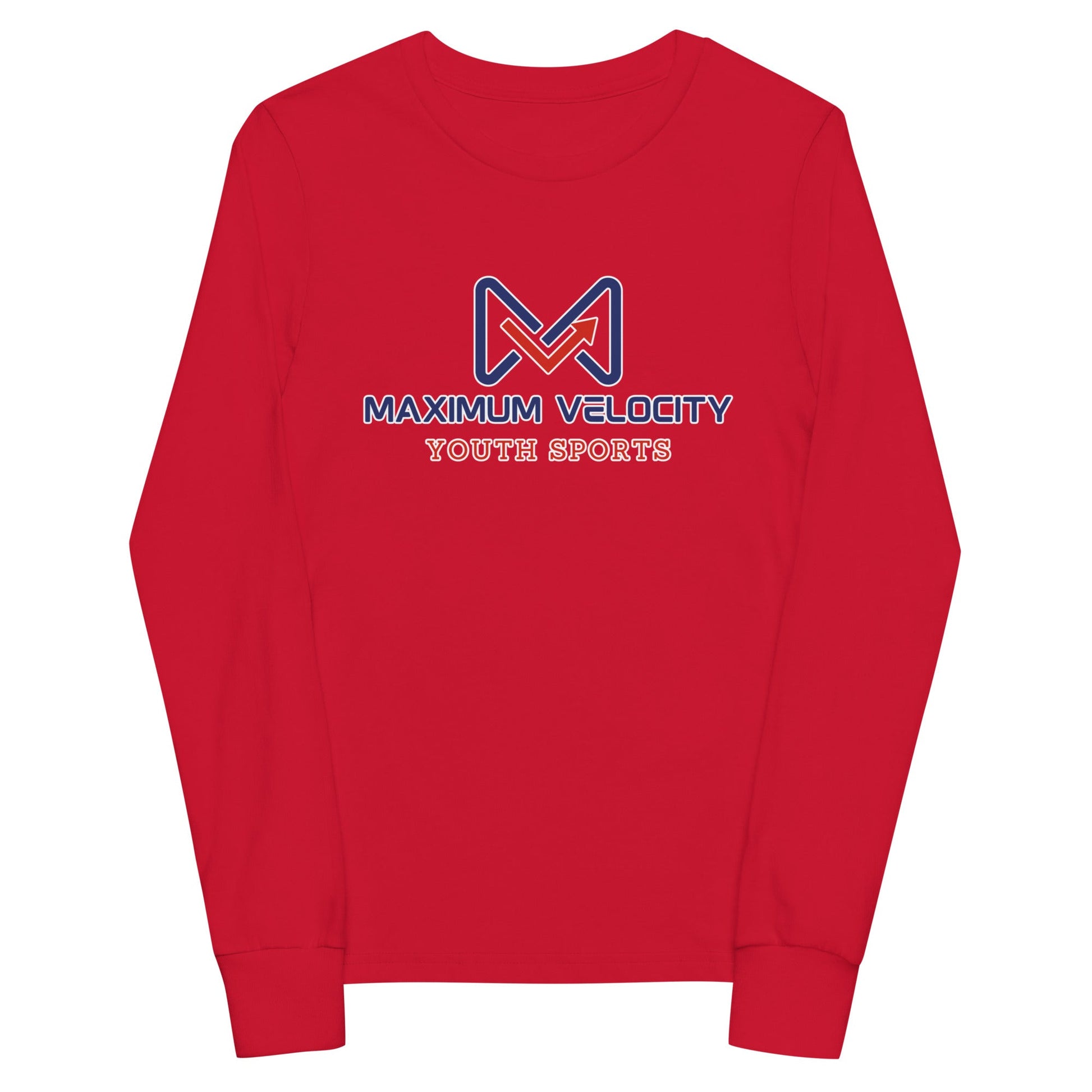 Performance | Youth Long Sleeve T-Shirt | Maximum Velocity Youth Sports | Emblem Logo