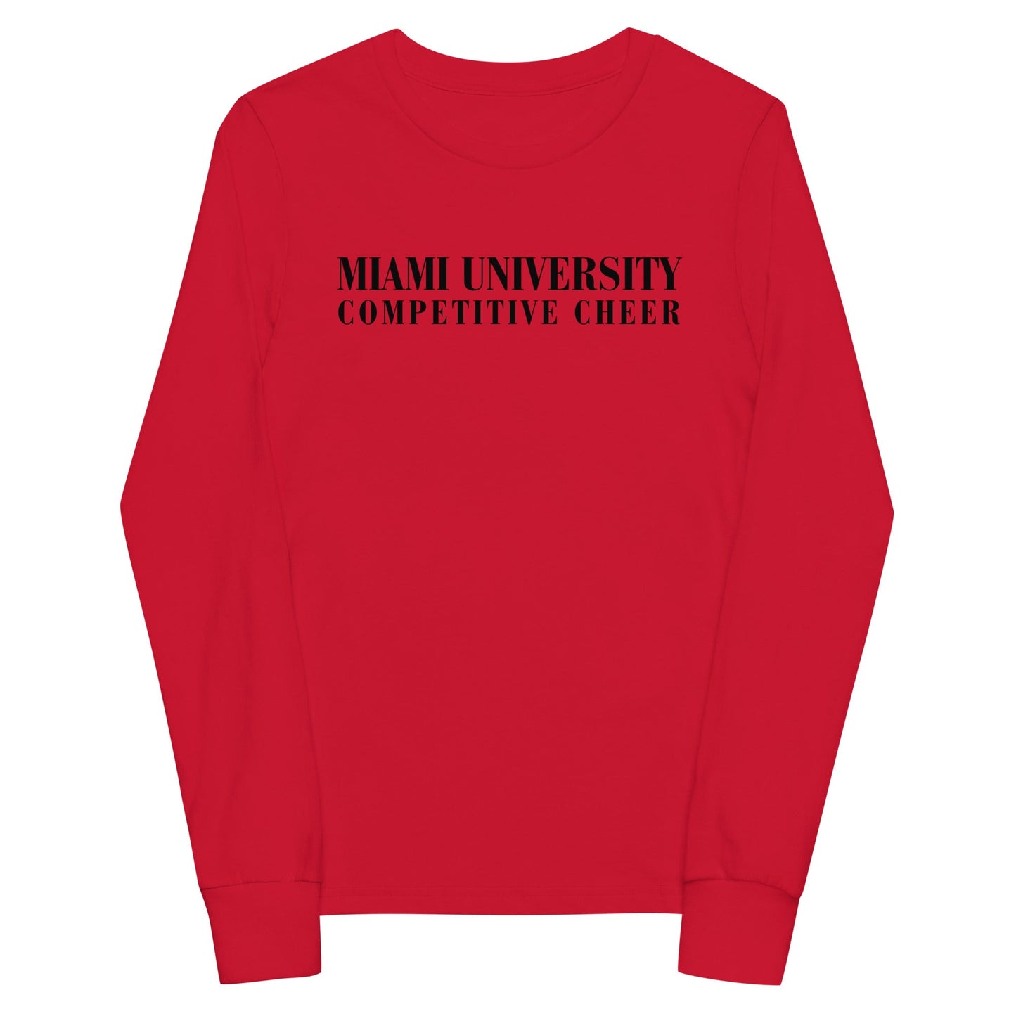 Performance | Youth Long Sleeve T-Shirt | Miami University Competitive Cheer Team | Alt Logo
