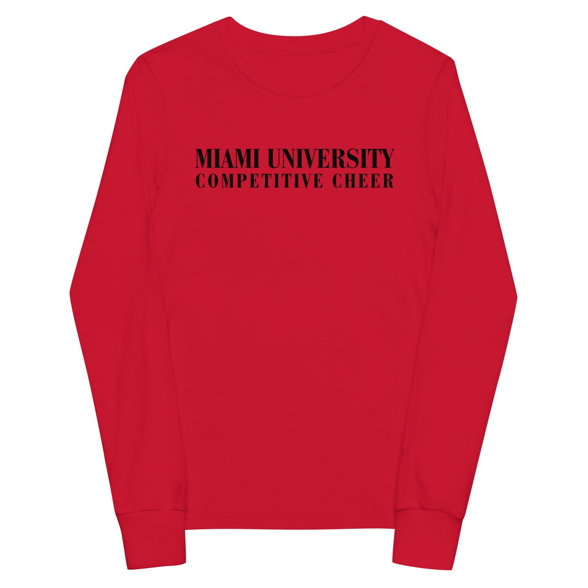 Performance | Youth Long Sleeve T-Shirt | Miami University Competitive Cheer Team | Alt Logo