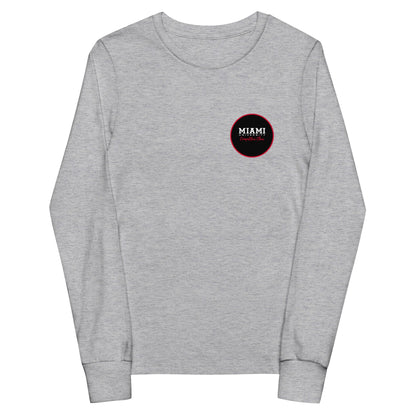 Performance | Youth Long Sleeve T-Shirt | Miami University Competitive Cheer Team | Badge Logo