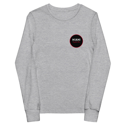 Performance | Youth Long Sleeve T-Shirt | Miami University Competitive Cheer Team | Badge Logo