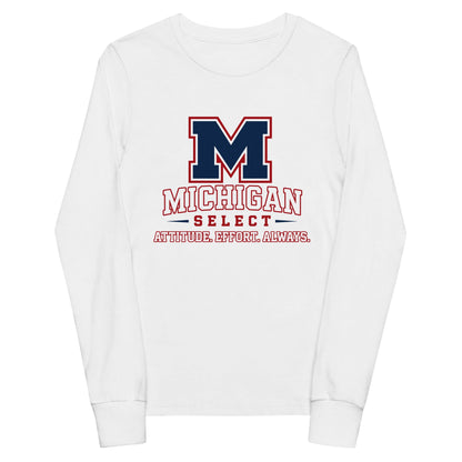 Performance | Youth Long Sleeve T-Shirt | Michigan Select Baseball | Crest Logo