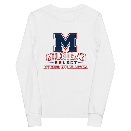 Performance | Youth Long Sleeve T-Shirt | Michigan Select Baseball | Crest Logo