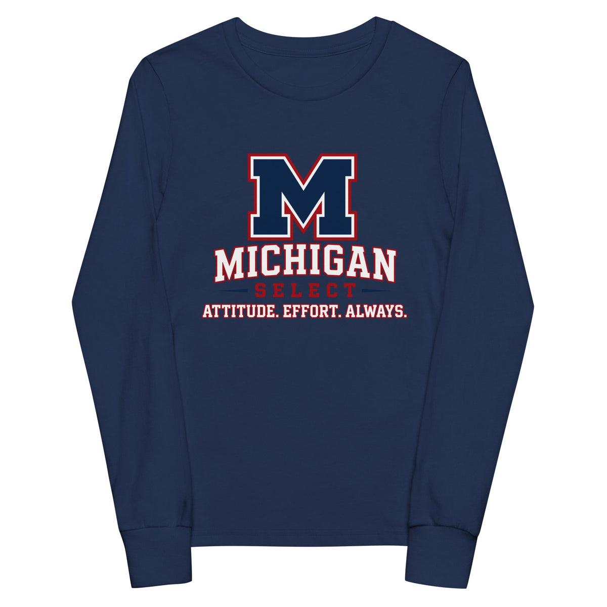 Performance | Youth Long Sleeve T-Shirt | Michigan Select Baseball | Crest Logo