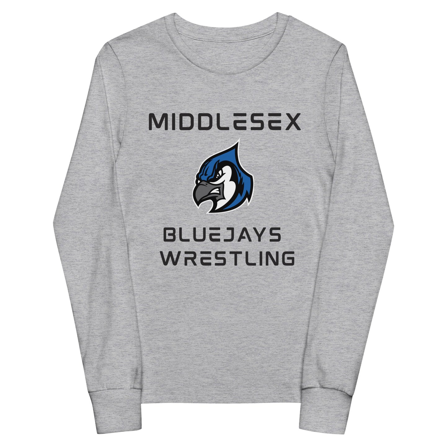 Performance | Youth Long Sleeve T-Shirt | Middlesex Bluejays Wrestling | Bluejays Logo