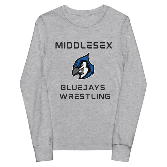 Performance | Youth Long Sleeve T-Shirt | Middlesex Bluejays Wrestling | Bluejays Logo