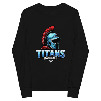 Performance | Youth Long Sleeve T-Shirt | Mighty Titans Baseball | Crest Logo