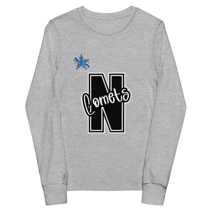 Performance | Youth Long Sleeve T-Shirt | Norton Elementary School | N Comets Logo