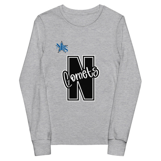 Performance | Youth Long Sleeve T-Shirt | Norton Elementary School | N Comets Logo
