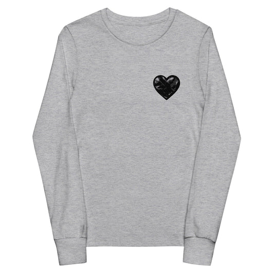 Performance | Youth Long Sleeve T-Shirt | Obsidian Heartbeat | Heart Crest Logo