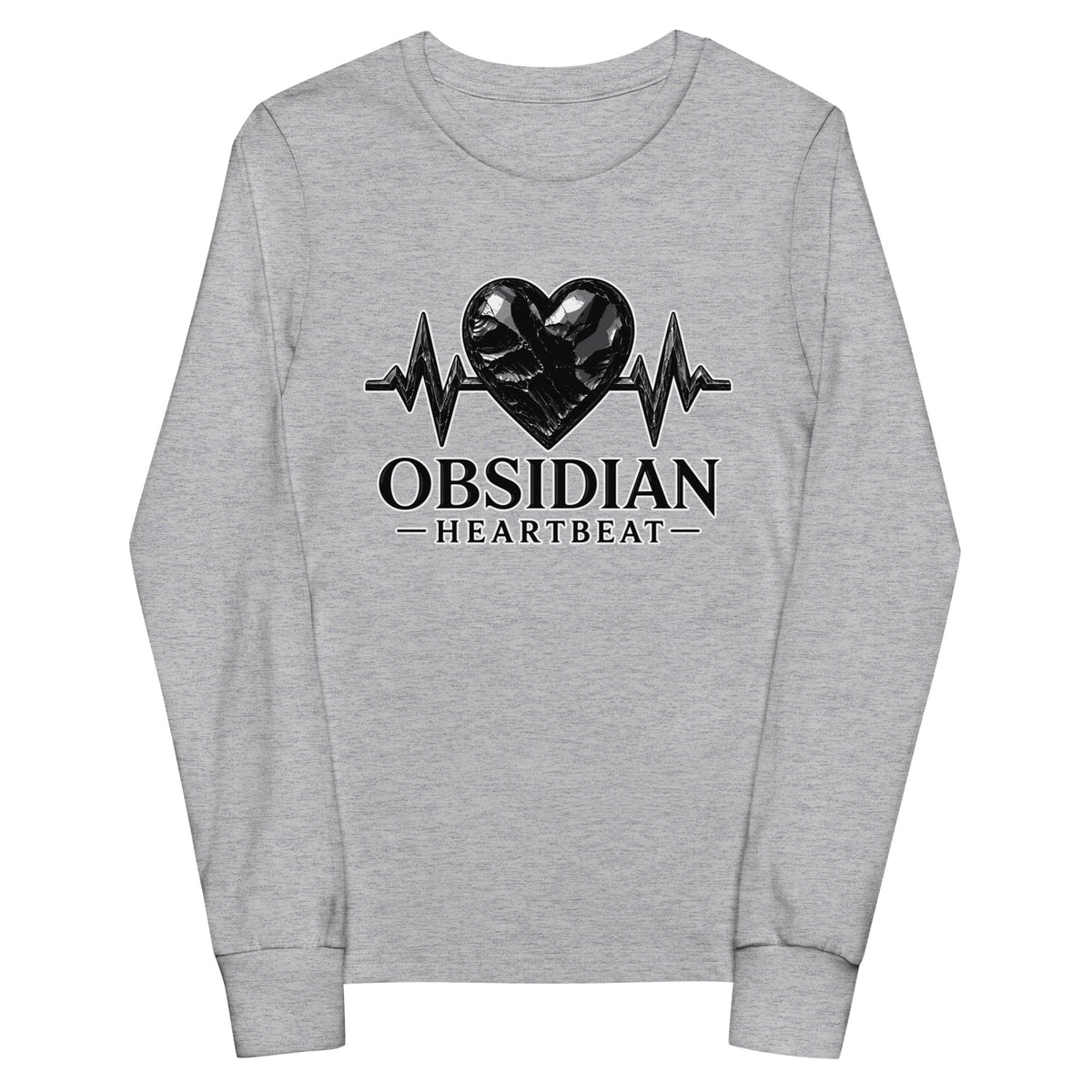Performance | Youth Long Sleeve T-Shirt | Obsidian Heartbeat | Pulse Athletics Logo