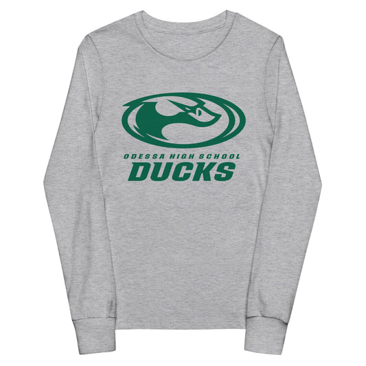 Performance | Youth Long Sleeve T-Shirt | Odessa Girls Lacrosse | Ducks Green Logo