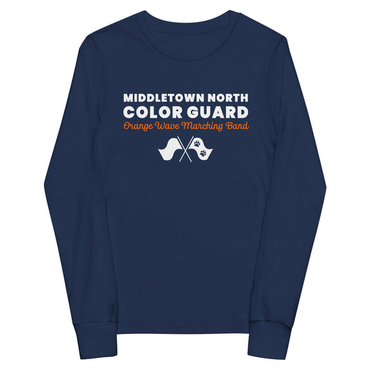Performance | Youth Long Sleeve T-Shirt | Orange Wave Marching Band | Modern Script Logo