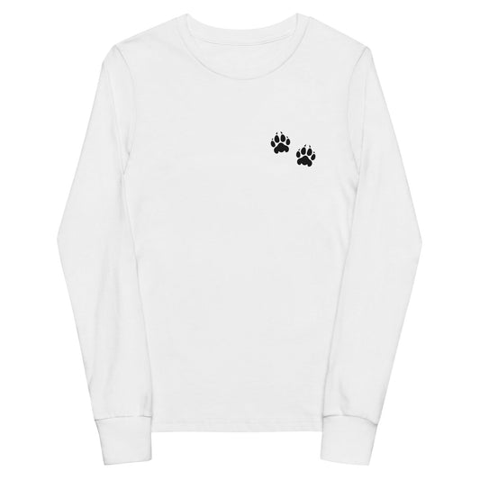 Performance | Youth Long Sleeve T-Shirt | Orange Wave Marching Band | Paw Mark Logo