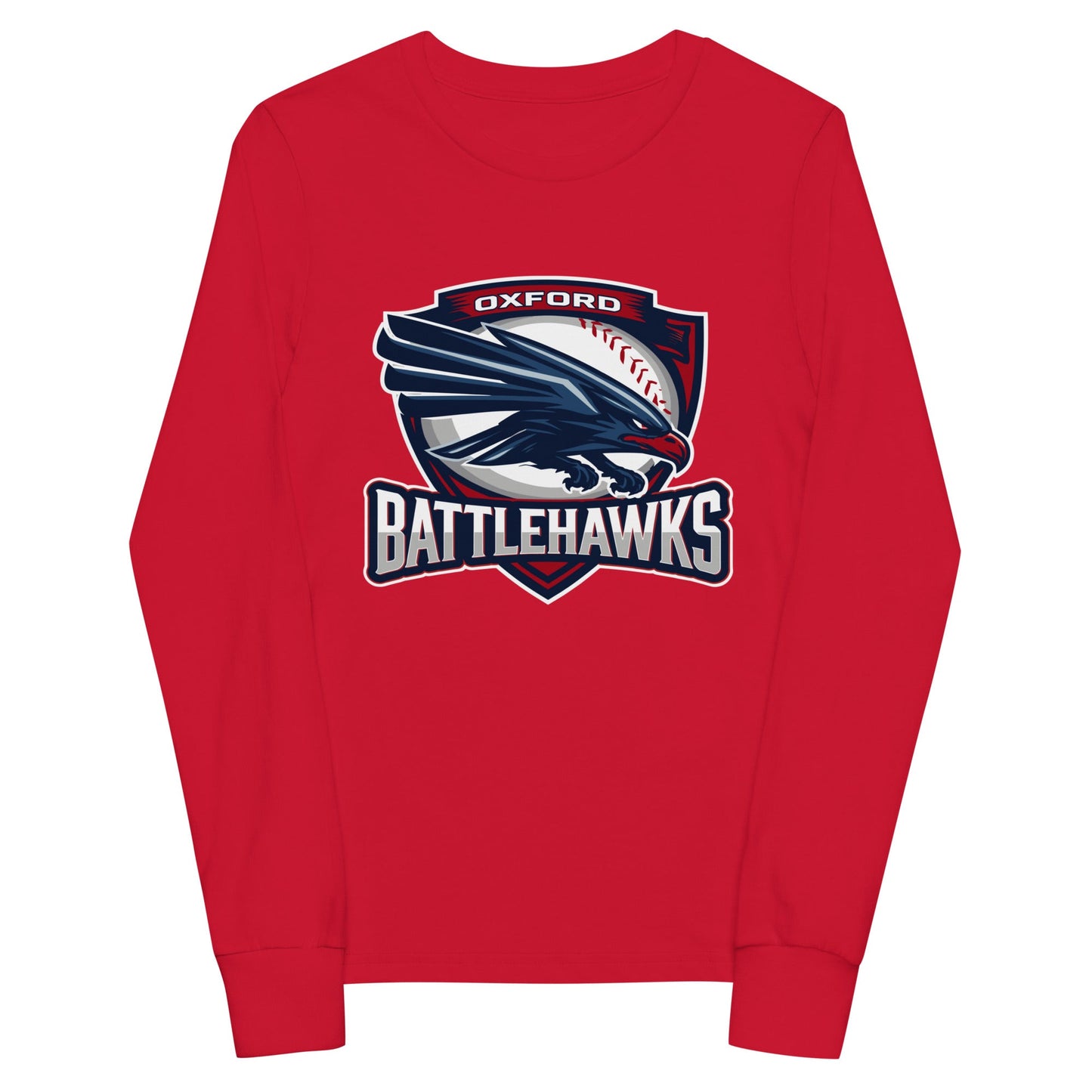 Performance | Youth Long Sleeve T-Shirt | Oxford Battlehawks 13U | Badge Logo