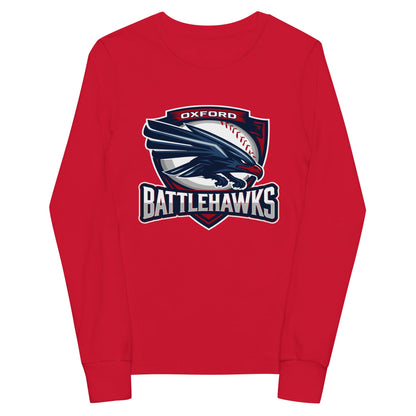 Performance | Youth Long Sleeve T-Shirt | Oxford Battlehawks 13U | Badge Logo