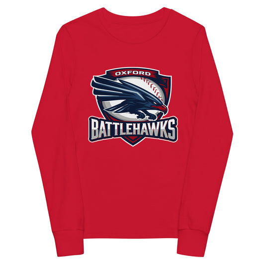 Performance | Youth Long Sleeve T-Shirt | Oxford Battlehawks 13U | Badge Logo