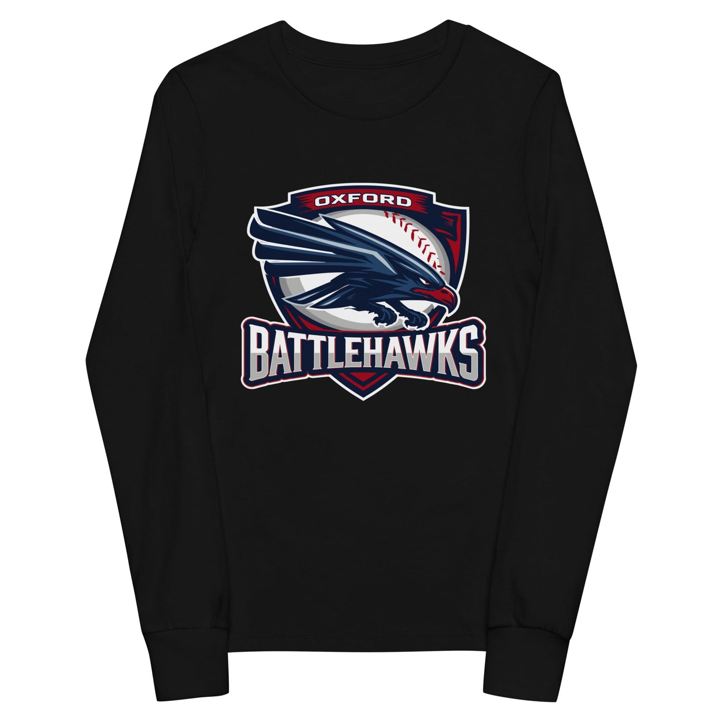 Performance | Youth Long Sleeve T-Shirt | Oxford Battlehawks 13U | Badge Logo