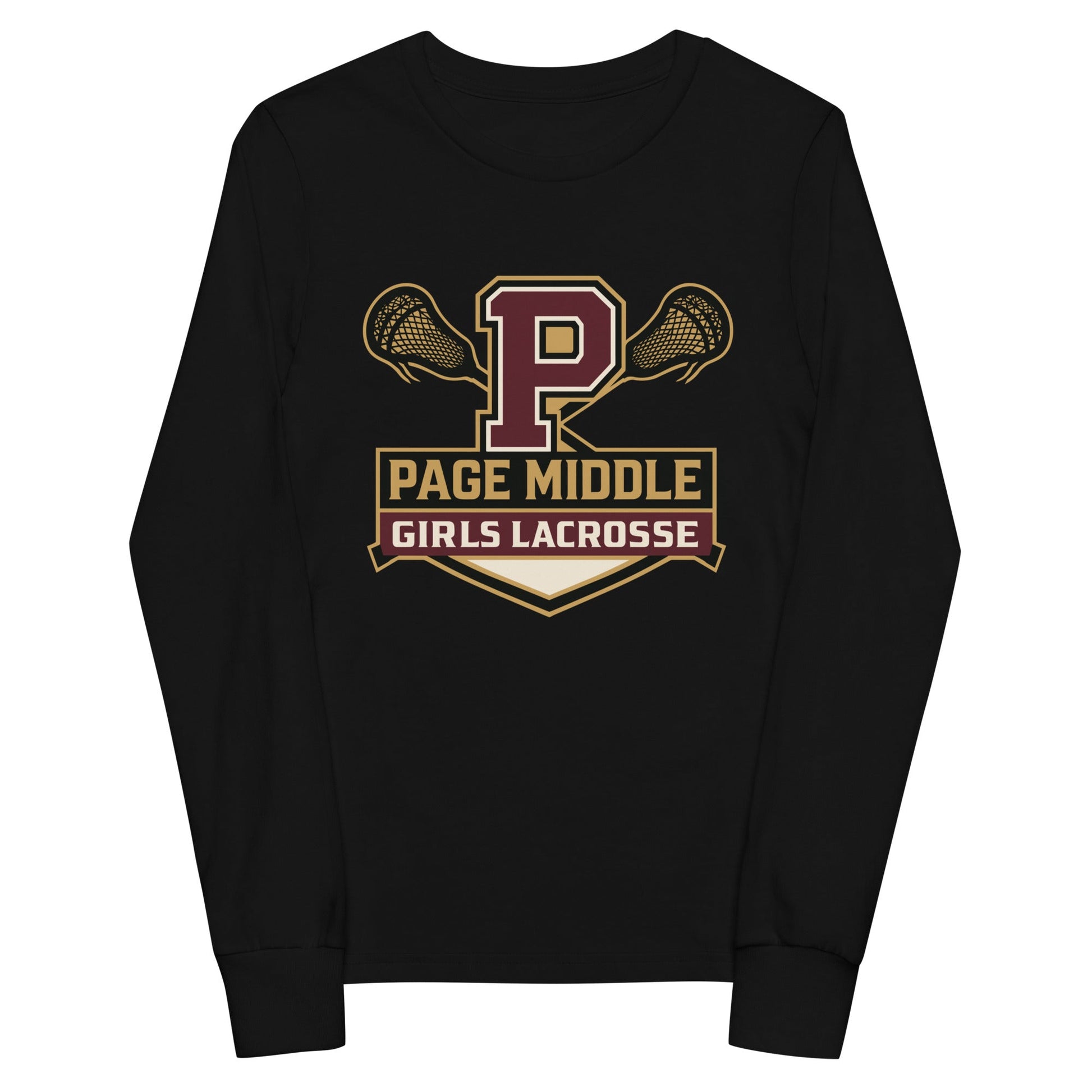 Performance | Youth Long Sleeve T-Shirt | Page Middle Girls Lacrosse | Block P Logo