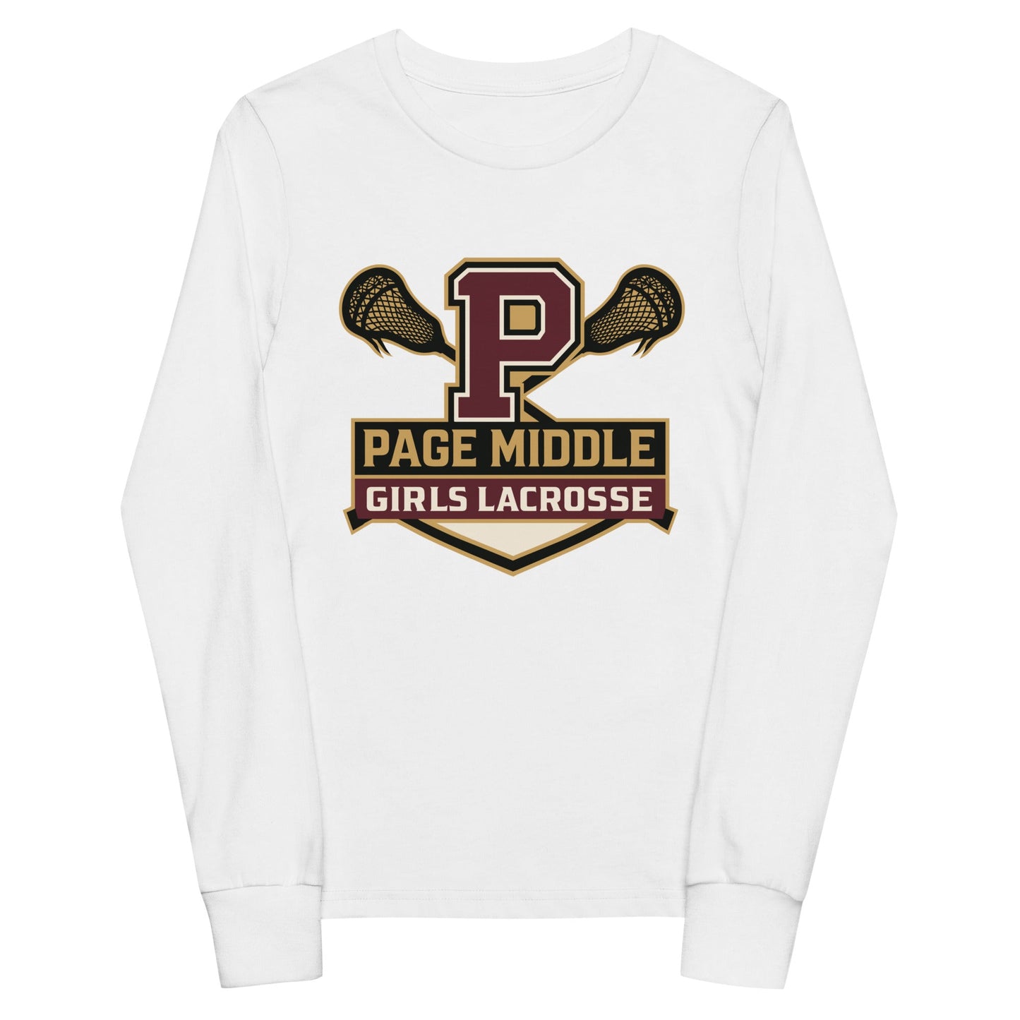 Performance | Youth Long Sleeve T-Shirt | Page Middle Girls Lacrosse | Block P Logo