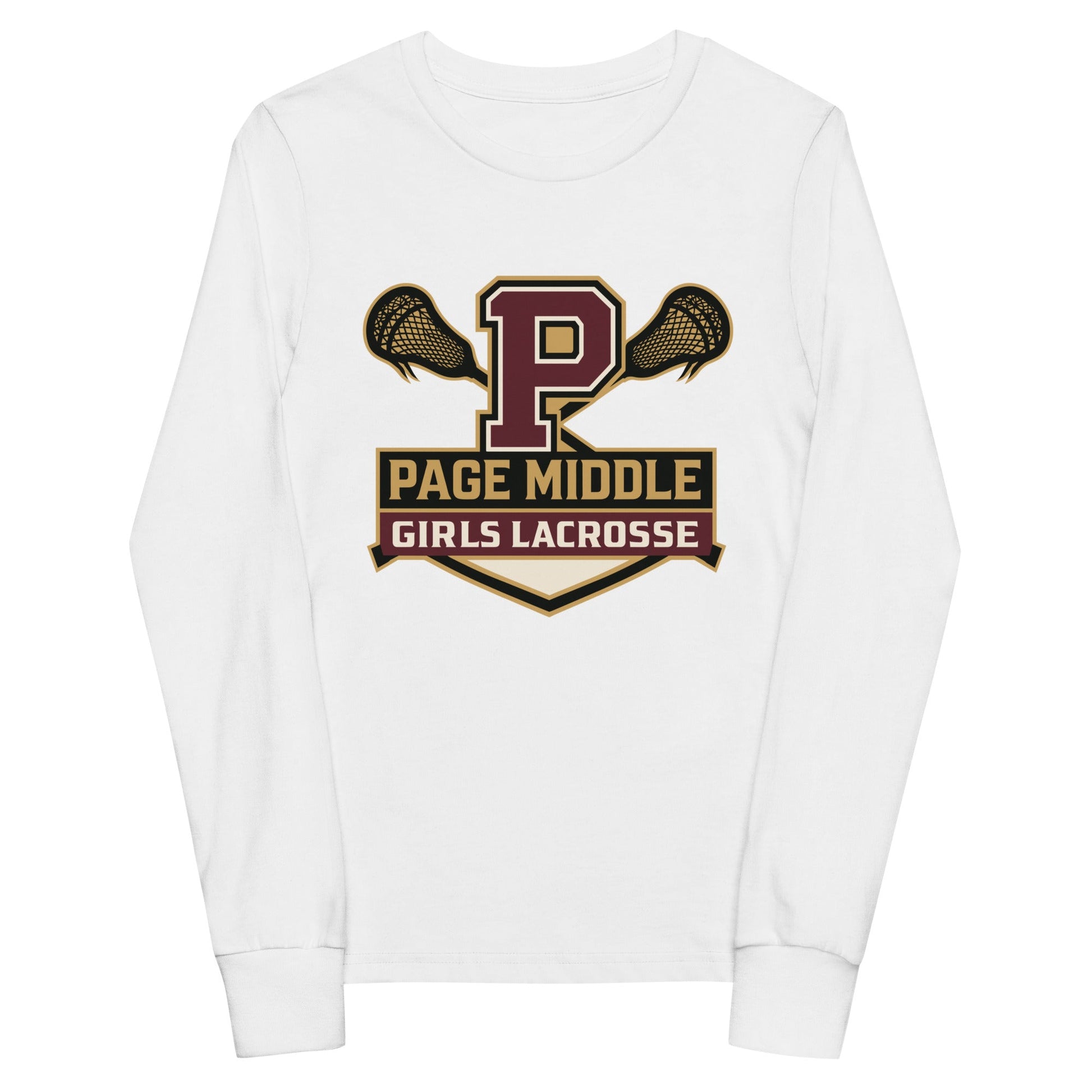 Performance | Youth Long Sleeve T-Shirt | Page Middle Girls Lacrosse | Block P Logo